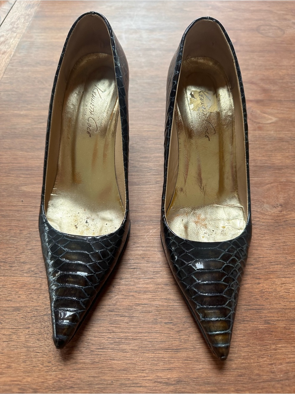 Navy Pointed-Toe Pumps by
